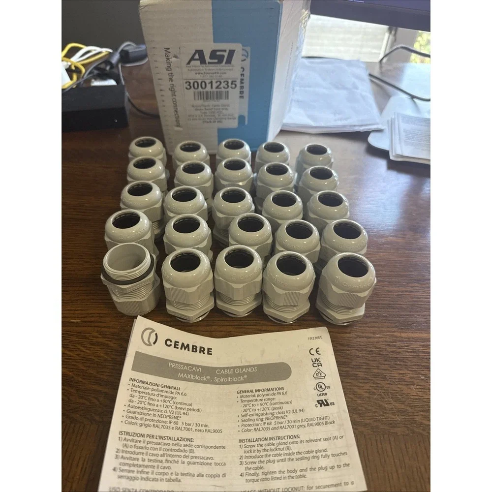 ASI 3001235 Nylon/Plastic Cable Gland, Strain Relief Cord Grip (25 Pack)